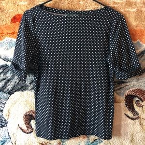 black and white polka dot cuffed sleeve top!